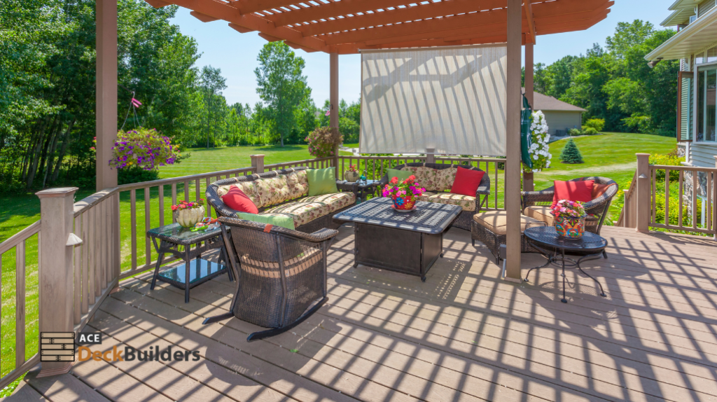 wooden deck with pergola