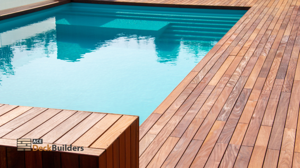 wooden pool deck