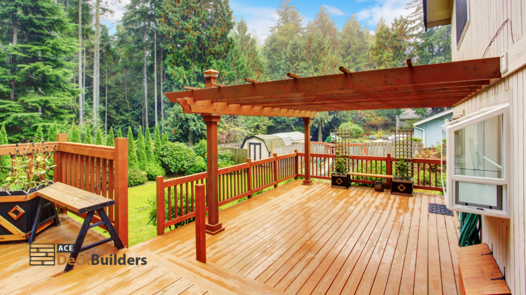 wooden deck with pergola