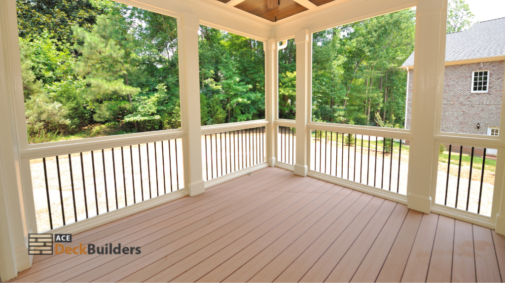roofed wooden deck
